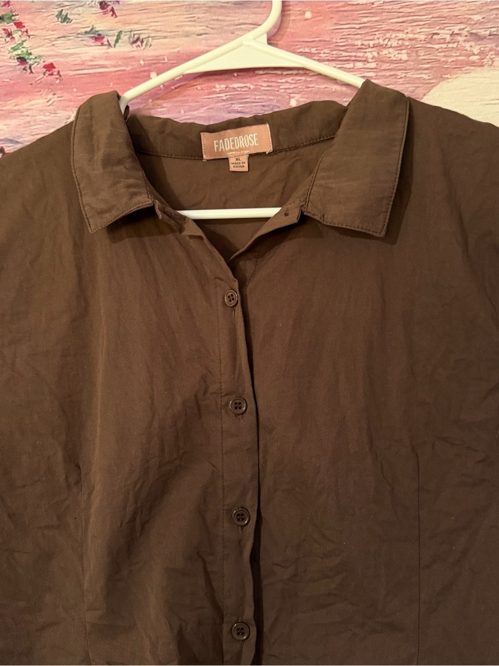 Brown Short-Sleeve Button Front Top - Picture 2 of 5